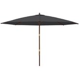  Vrtni suncobran s drvenim stupom crni 400 x 273 cm | shoptok.hr