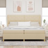  Krem Box Spring Krevet s Madracem 200x200 cm Tkanina | shoptok.hr