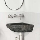vidaXL Stenski viseči kotni umivalnik Siva (30-37) x (30-37) x 12 cm | Shoptok.si