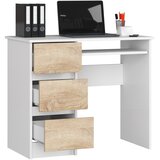 AKORD A-6 Računalniška Miza, Leva Izvedba, Bela/Hrast Sonoma, (5000332987) | Shoptok.si