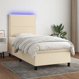 Maison Chic Box spring postelja - Vzmetna postelja z vzmetnico LED krem 90x200 cm blago SL15866, (21895990) | Shoptok.si
