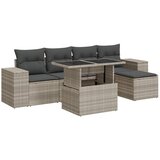 Maison Chic Seti vrtnega pohištva - Vrtna garnitura - Vrtni pohištvo set 6-delna z blazinami siv poli ratan, (21804813) | Shoptok.si