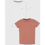 Tommy Hilfiger Otroška bombažna kratka majica 2-pack roza barva