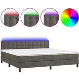 Box spring postelja z vzmetnico LED temno siva 200x200 cm žamet, (20789726) | Shoptok.si