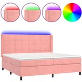 Box spring postelja z vzmetnico LED roza 200x200 cm žamet | Shoptok.si