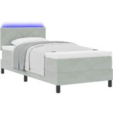  LED Box Spring Krevet Svijetlo siva 90 x 190 cm Baršun | shoptok.hr