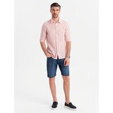 Ombre Men's denim shorts with classic cut - dark blue Cene