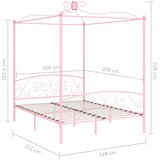  Okvir za krevet s nadstrešnicom ružičasti metalni 160 x 200 cm | Eponuda.com