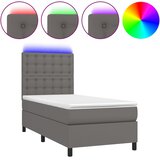  box spring s madracem LED sivi 100x200cm od umjetne kože | shoptok.hr