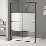 Pregrada za tuš crna 140 x 195 cm s napola mutnim staklom ESG | shoptok.hr
