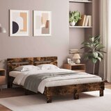  Posteljni okvir z vzglavjem dimljen hrast 135x190 cm inž. les, (20978768) | Shoptok.si
