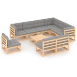 The Living Store Vrtna sedežna garnitura 10-delna z blazinami trdna borovina - Vrtna Sedežna Garnitura, (21480953) | Shoptok.si