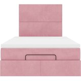 vidaXL Otomanski posteljni okvir z vzmetnicami roza 120x190cm žamet | Shoptok.si