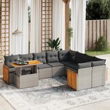  10-dijelni set vrtnih sofa od poliratana s jastucima sivi | shoptok.hr