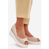 Boto Wedge Women Sandals Made Of Eco Suede Light Beige Velira | Shoptok.si