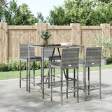  5-dijelni vrtni barski set od poliratana s jastucima sivi Siva 110 cm table length | shoptok.hr