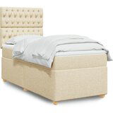 vidaXL Box spring postelja z vzmetnico krem 90x200 cm blago | Shoptok.si