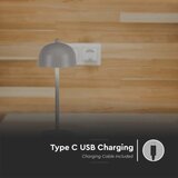  LED prigušiva punjiva stona lampa LED/1W/5V 3000-6000K 1800 mAh siva | Eponuda.com
