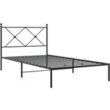  The Living Store Kovinski posteljni okvir z vzglavjem črn 100x190 cm - Posteljni Okvir, (21445827) | Shoptok.si