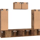 vidaXL Set TV komoda s policom s pohranom s vratima 7 pcs Staro drvo 180 x 30 x 120 cm | shoptok.hr