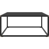 vidaXL Klubska mizica črna s črnim steklom 80x80x35 cm | Shoptok.si