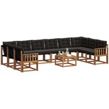  Set vanjskih sofa s jastukom 11 pcs Prirodna i crna | Eponuda.ba