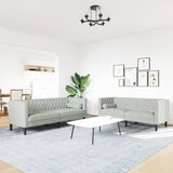  2-dijelni set sofa Chesterfield svjetlosivi baršunasti | shoptok.hr