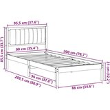vidaXL Krevetni okvir s tapiciranim uzglavljem Tamno siva 90 x 200 cm | shoptok.hr