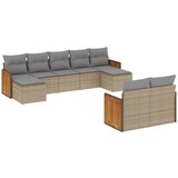 Maison Chic Seti vrtnega pohištva - Vrtna garnitura 9-delna z blazinami bež poli ratan, (21797066) | Shoptok.si