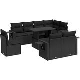 vidaXL 9-dijelni set vrtnih sofa s jastucima crni od poliratana | shoptok.hr