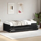 vidaXL Dnevni krevet s ladicama crni 90 x 190 cm konstruirano drvo Cijene