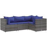 The Living Store Vrtna sedežna garnitura 4-delna z blazinami siv poli ratan - Vrtna Sedežna Garnitura, (21625589) | Shoptok.si