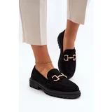 FB1 Women's Black Cutout Loafers with Embellishment Talesse