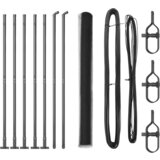 vidaXL Šestkotna ograja Siva 1.4x10 m Jeklo, Ograjne steber s osnovnimi ploščami 7 kos Ø32mm 78.5cm Cinkano jeklo | Shoptok.si