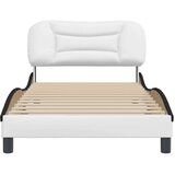 vidaXL Posteljni okvir z vzglavjem bel in črn 100x200 cm umetno usnje | Shoptok.si