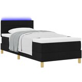vidaXL Postelja z vzmetnico z LED Črna 90x200 cm Tkanina Cene