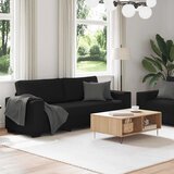  Dvodijelni set sofa s jastucima, crna tkanina | Shoptok.si