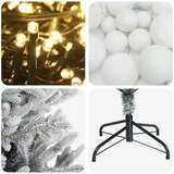  Umjetno božićno drvce s kuglicom 150 cm 150 LED lampica - Zelena i bijela 150 cm s LED žaruljama i bijelim kuglicama | shoptok.hr
