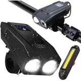 Set aku. LED kolesarske svetilke in hupa USB vodoodporna + zadnja luč