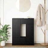  Komoda s ladicama i vratima crni hrast 73x31x90 cm | Eponuda.ba