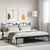 vidaXL Kovinski posteljni okvir z vzglavjem črn 200x200 cm Cene