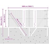 vidaXL Varjena žičnata ograja z 13 stebri 0.5x50 m Pocinkano jeklo | Shoptok.si