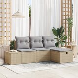 vidaXL 4-delna vrtna kavčna garnitura s blazinami Bež poli rattan | Shoptok.si