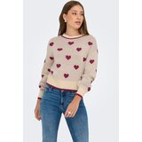 JDY Pulover 'ROMANCE' kremna / kit / vinsko rdeča | Shoptok.si