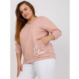 Fashion Hunters Dusty pink plus size blouse with applique and inscriptions Cene