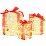 vidaXL Dekoracija Darilne Škatle 3 pcs Toplo bela 20 x 20 x 21 cm Cene