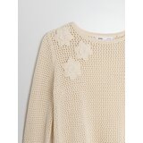 Sinsay Pamučni čipkasti pulover s izvezenim cvjetovima | shoptok.hr