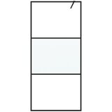 Pregrada za tuš crna 90 x 195 cm s napola mutnim staklom ESG | shoptok.hr