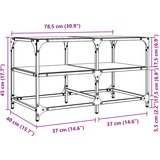  Stolić za kavu s crnom staklenom površinom 78,5x40x45 cm čelik | shoptok.hr