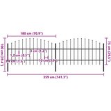  Vrtna ograda s vrhom koplja Čelik 359x100 cm Crna | shoptok.hr